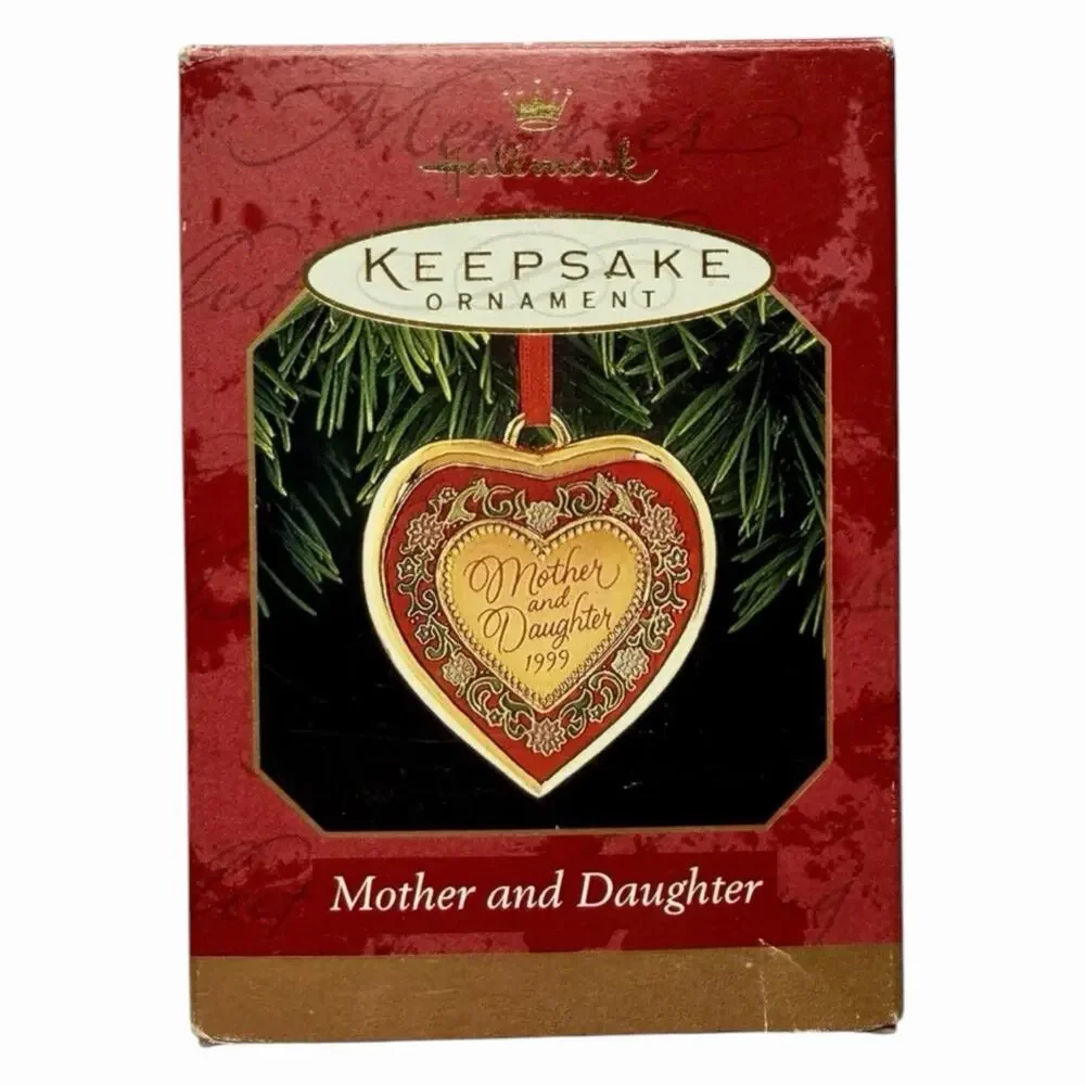 Vintage Hallmark Keepsake Mother and Daughter Heart Christmas Ornament 1999